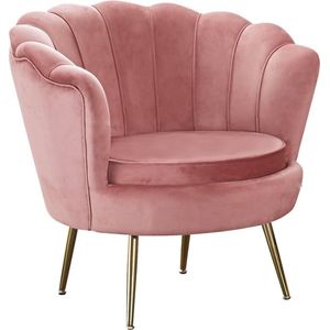 Fauteuil Chanelle Roze - Velours - Zithoogte 44 cm - Zitdiepte 56 cm