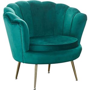 Fauteuil Chanelle Groen - Velours - Zithoogte 44 cm - Zitdiepte 56 cm