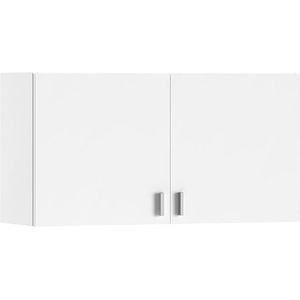 2-deurs hangkast Memphis Wit Wit - Breedte 100 cm - Hoogte 53 cm - Diepte 35 cm - Met planken - Met openslaande deuren