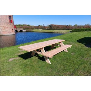 Rockwood® Rolstoel Picknicktafel Douglas 2.80m Exclusief 8 afgeronde hoeken