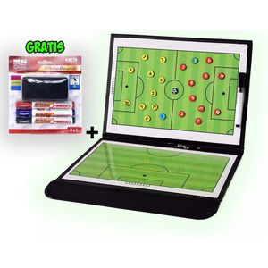 Tactiekbord voetbal + INCLUSIEF whiteboard marker set - coachmap voetbal - coachbord - tacktiekbord - trainersmap - voetbal - coachmap - zwarte map - coach voetbal bord -inclusief magneten - zilver