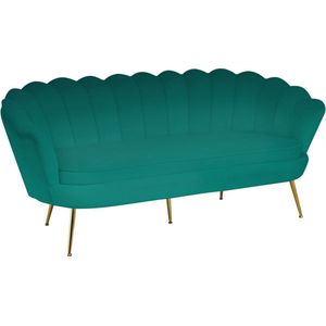 Bank Chanelle Groen - Velours - Breedte 180 cm - Zithoogte 44 cm - Zitdiepte 54 cm