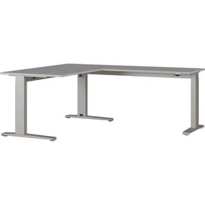 Hoekbureau Ergonoma Grijs Zilver - 160x193cm - Hoekbureau - Hoogte 87 cm - In hoogte verstelbaar