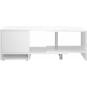 TV-meubel Bing Wit - Breedte 127 cm - Hoogte 46.5 cm - Diepte 33 cm - Met planken - Met openslaande deuren