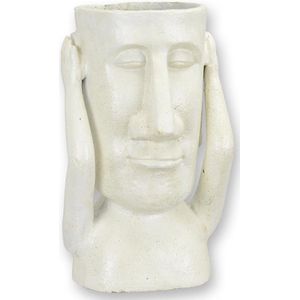 Bloempot - Moai gezicht - gietijzer - 28 cm hoog