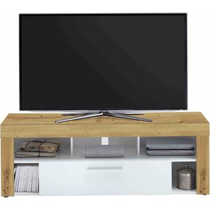 TV-meubel Enrico Wit Artisan Eiken - Breedte 150 cm - Hoogte 53 cm - Diepte 41.4 cm - Met lades - Met planken - Zonder deuren