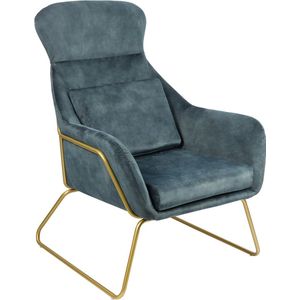 Fauteuil Adriana Blauw - Fluweel - Zithoogte 40 cm - Zitdiepte 53 cm