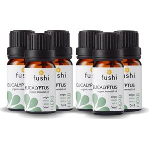 Fushi - Eucalyptus (Globulus) Essential Oil, Organic - 5 ml - 6 Pak - Voordeelverpakking