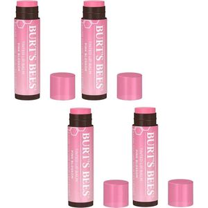 BURT'S BEES - Tinted Lip Balm Pink Blossom - 4 Pak - Voordeelverpakking