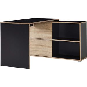 Bureau Mission Eiken - Grafiet - 120x120cm - Hoekbureau - Met opbergruimte - Hoogte 76 cm - Met lades