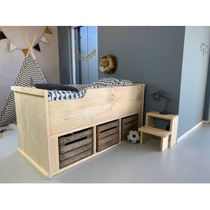 Rockwood® Kajuitbed Mees Naturel incl trapje inclusief montage white wash
