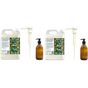 FAITH IN NATURE - Shampoo & Conditioner Jojoba Refill - 2 x 5 Liter = 10 liter - met 2 pompjes - nu met 2 Gratis glazen refill flessen 500ml