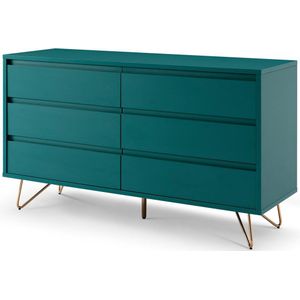 Dressoir Lucy Blauw - MDF - Breedte 120 cm - Hoogte 70 cm - Diepte 40 cm - Met lades - Zonder deuren