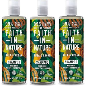 Faith in Nature - Shea & Argan Shampoo - 400ml - 3 Pak