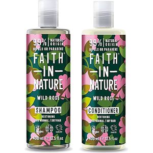 Faith in Nature - Wild Rose Shampoo en Conditioner - 400ml - 2 Pak