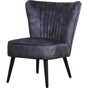 Fauteuil Guusje Antraciet - Velours - Zithoogte 45 cm - Zitdiepte 48 cm