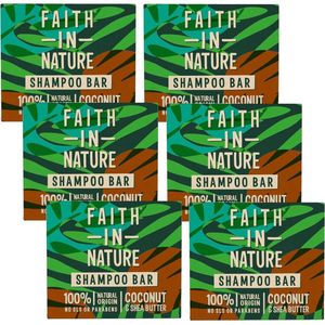 FAITH IN NATURE - Shampoo Bar Coconut & Shea Butter - 6 Pak - Voordeelverpakking
