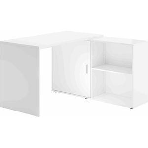 Bureau Rafaël Wit Wit - 118x124,5cm - Hoekbureau - Met opbergruimte - Hoogte 75 cm