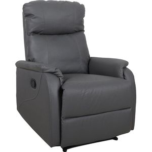 Relaxfauteuil Sascha Grijs - Kunstleer - Zithoogte 50 cm - Zitdiepte 53 cm