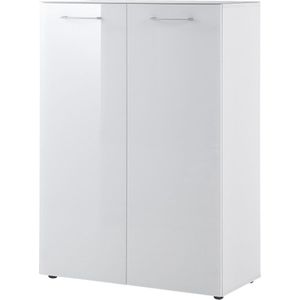 Schoenenkast Xena Wit - 24 paar schoenen - Breedte 88 cm - Hoogte 120 cm - Diepte 40 cm - Met openslaande deuren