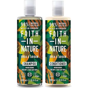 Faith in Nature - Shea & Argan Shampoo en Conditioner - 400ml - 2 Pak