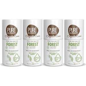 Pure Beginnings - Roll on deodorant - Forest - Revitalising Fresh Mint - 75ml - 4 Pak - Voordeelverpakking
