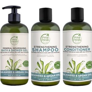 PETAL FRESH - Seaweed & Argan Oil - Bath & Shower Gel + Shampoo + Conditioner - 3 Pak