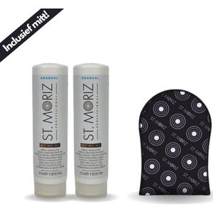St Moriz - Gradual Tanning Lotion 275 ml - 2 pak + GRATIS Tanning Mitt