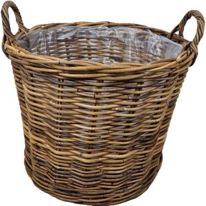 KOTARBAU® Rieten Mand - met Handvatten - Wilg - 55 cm - Bruin - Houtmand - Plantenmand - Oogstmand - Tuinmand - Opbergmand - voor Haardhout