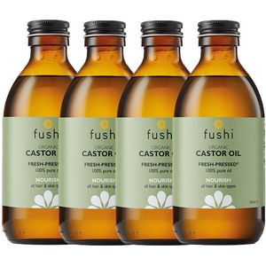 Fushi Wellbeing - Castor Olie - 4 x 250ml - Biologisch - Weldadig voor huid en haar