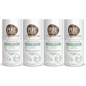 Pure Beginnings - Roll on deodorant - Monsoon - Relaxing Ylang Ylang - 75ml - 4 Pak - Voordeelverpakking