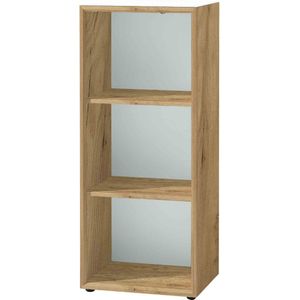 Lage open kantoorkast Destin Eiken - Wit - Breedte 50 cm - Hoogte 120 cm - Diepte 37 cm - Met planken - Zonder deuren