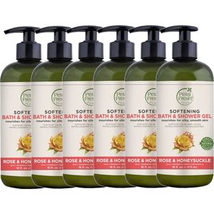 PETAL FRESH - Bath & Shower Gel Rose & Honeysuckle - 6 Pak - Voordeelverpakking