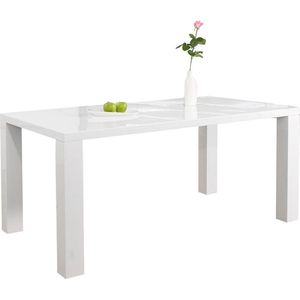 Eettafel Lisboa Wit - MDF - Rechthoek - 180x90cm - Hoogte 76 cm