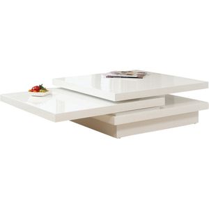 Salontafel Gina Hoogglans Wit - MDF - Vierkant - 120x80cm - Hoogte 30 cm