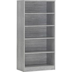 Hoge open kast Roan Grijs - Breedte 72 cm - Hoogte 148 cm - Diepte 36 cm - Met planken - Met openslaande deuren