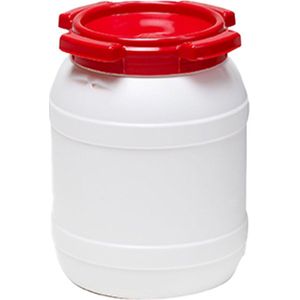 Wijdmondvat - Waterkluis 6,4 liter wit met rood deksel