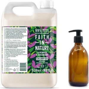 FAITH IN NATURE - Shampoo Lavender & Geranium Refill 5 Liter - nu met GRATIS glaze refill fles 500ml
