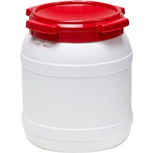 Wijdmondvat - Waterkluis 15,4 liter wit met rood deksel