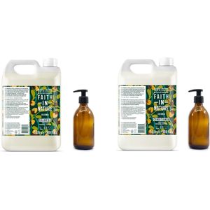 FAITH IN NATURE - Shampoo & Conditioner Jojoba Refill - 2 x 5 Liter= 10 liter - nu met 2 Gratis glazen refill flessen 500ml