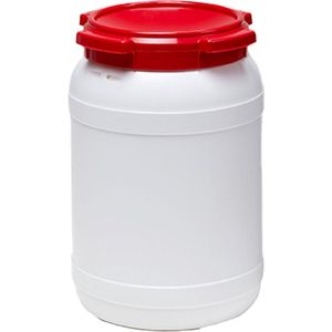 Wijdmondvat 20 liter wit met rood deksel - Waterkluis