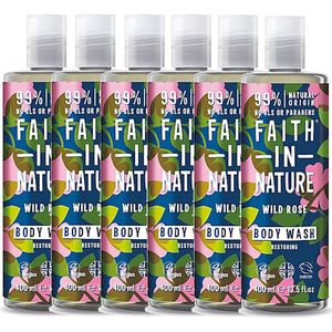 Faith in Nature - Wild Rose Bad-en Douchegel - 400ml - 6 Pak - Voordeelverpakking