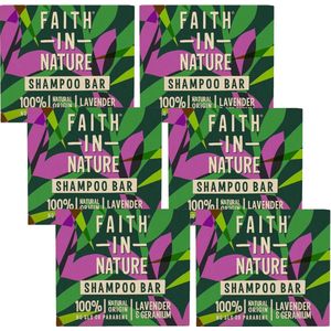 FAITH IN NATURE - Shampoo Bar Lavender & Geranium - 6 Pak - Voordeelverpakking