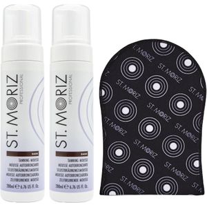St.Moriz - Professional Tanning Mousse Dark 200ml 2 pak + GRATIS Tanning Mitt
