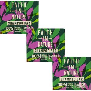 FAITH IN NATURE - Shampoo Bar Lavender & Geranium - 3 Pak