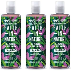 FAITH IN NATURE - Shampoo Lavender & Geranium - 3 Pak