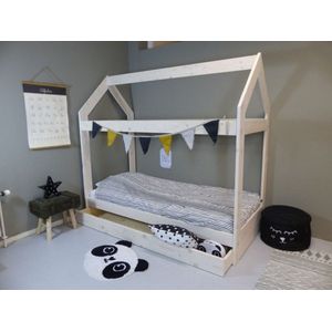 Rockwood® Montessori Huisjesbed Bedhuisje Lief White met lattenbodem, opberg/slaaplade en lade matras