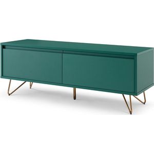 TV-meubel Lucy Groen - MDF - Breedte 120 cm - Hoogte 45 cm - Diepte 40 cm - Met lades - Met planken - Zonder deuren