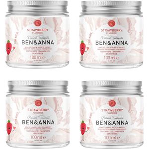 Ben & Anna - Strawberry Fluoride Anti-tandplaktandpasta - 100 ml - 4 Pak