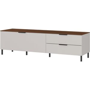 TV-meubel Amalfi Walnoot Zand - Breedte 164 cm - Hoogte 47 cm - Diepte 47 cm - Met lades - Met kleppen